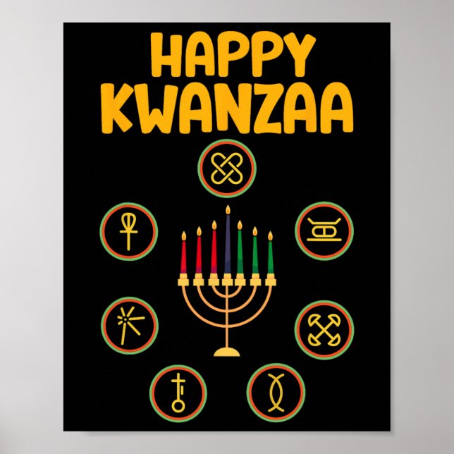 Poster Feliz Kwanzaa Sete Princípios De Kwanzaa Kinara M (Frente)