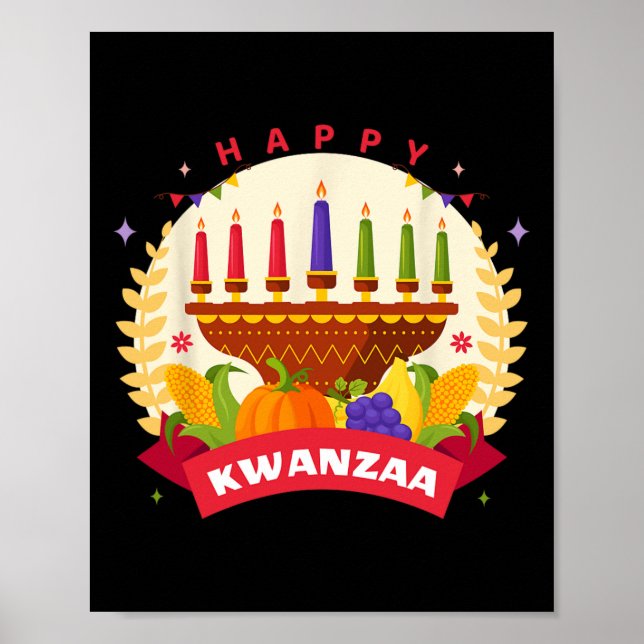 Poster Feliz Kwanzaa Sete Princípios De Kwanzaa Kinara M (Frente)