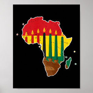 Poster Feliz Kwanzaa Sete Princípios Kinara Velas Afri