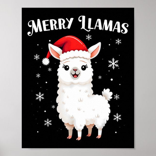 Poster Feliz Lhamas Natal engraçado Férias animais Llama (Frente)