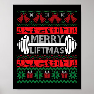 Poster Feliz Liftmas Engraçado ginásio de Natal