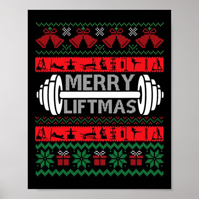 Poster Feliz Liftmas Engraçado ginásio de Natal (Frente)