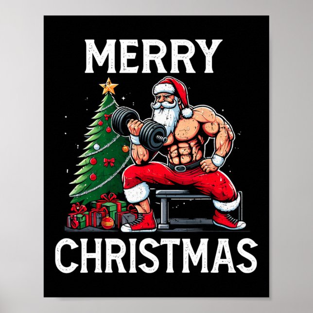 Poster Feliz Liftmas Papais noeis Engraçados Xmas Gym Bod (Frente)