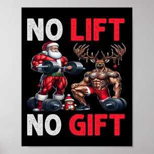 Poster Feliz Liftmas Papais noeis Musculares Arranjo de X