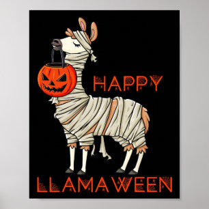 Poster Feliz Llamaentre Diversão Halloween Llama Meninas 