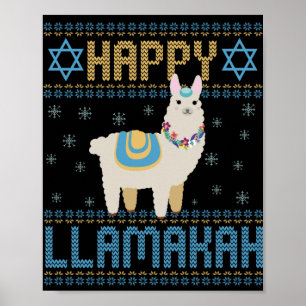 Poster Feliz LLamakah Engraçado Presente Judaico de Hanuk