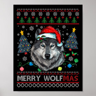 Poster Feliz Lobo Natal Feliz Natal Loba Suéter Feio Fu