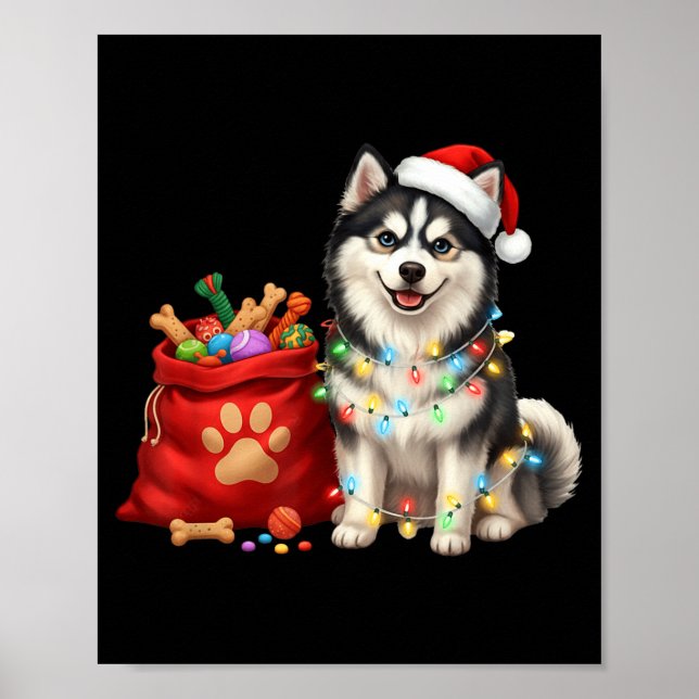 Poster Feliz Luzes de Natal Mãe de Cachorro Msky (Frente)