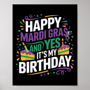 Poster Feliz Mardi Gras Sim Minha Festa De Aniversário