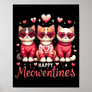 Poster Feliz Meowentines Engraçado Fofo Dia dos Namorados