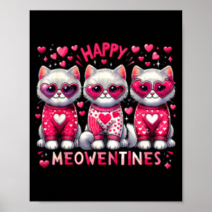 Poster Feliz Meowentines Gatos Fofos do Dia dos Namorados