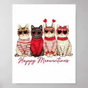 Poster Feliz Meowentines Lindas Namoradas Gatos Amantes G