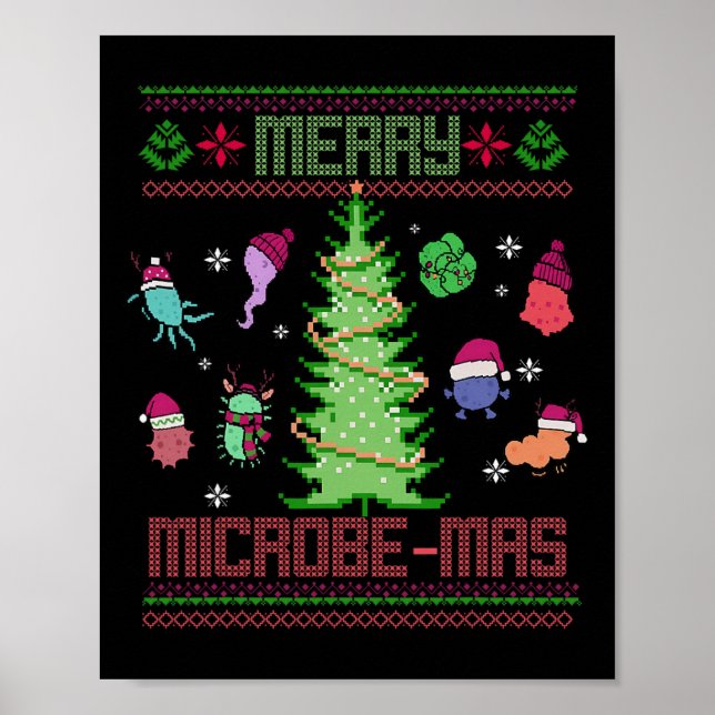 Poster Feliz Microbe-mas Microbiologia Cientistas Natal (Frente)