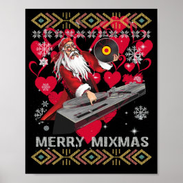 Poster Feliz Mixmas Engraçado Natal Dj Music Party