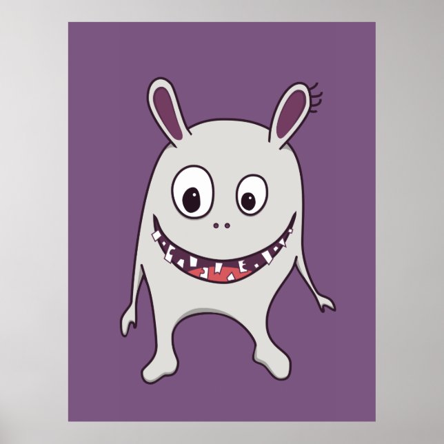 Pôster Feliz Monstro Engraçado Dentes (Frente)