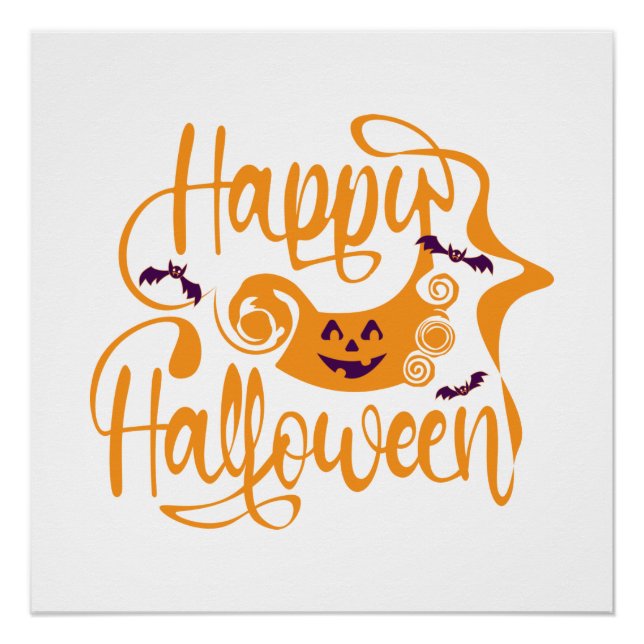 Pôster Feliz morcego de Halloween jack ou lanterna (Frente)