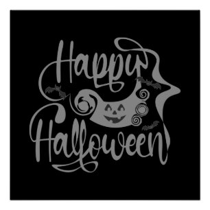 Pôster Feliz morcego de Halloween jack ou lanterna