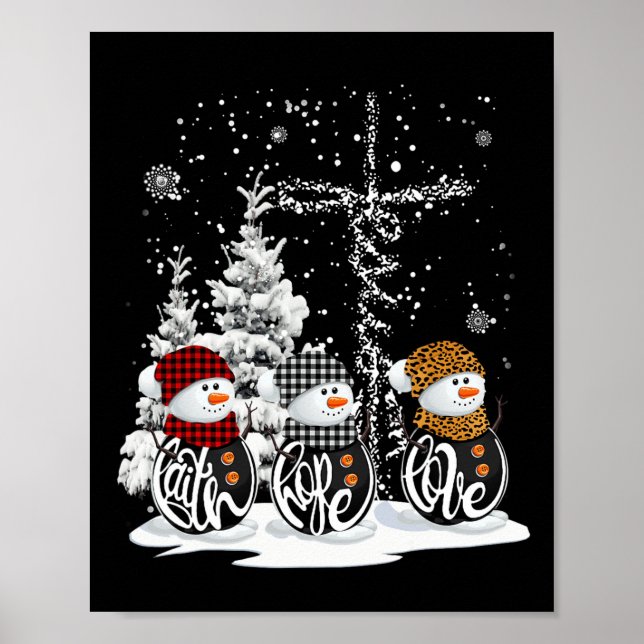 Poster Feliz Natal 2024 Faith Hope Love Snowman Chris (Frente)