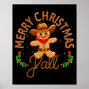 Poster Feliz Natal a todos Biscoito de gengibre Cowboy Cu