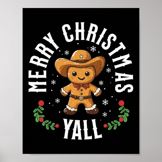 Poster Feliz Natal a todos Gingerbread Cowboy Como vai Oe (Frente)