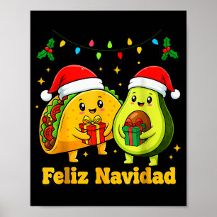 Poster Feliz Natal Abacate Tacos Mexicano Natal Família