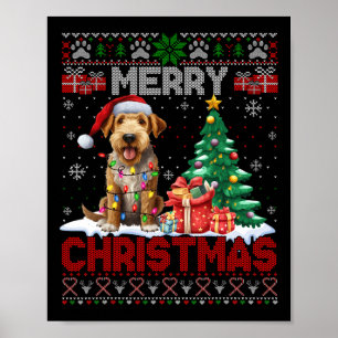 Poster Feliz Natal Airedale Terrier Dog Lover Ugly Xm