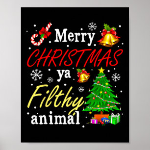 Poster Feliz Natal Animal Sujo Ya Engraçado Família Xmas