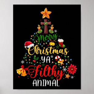 Poster Feliz Natal Animal Sujo Ya Engraçado Família Xmas