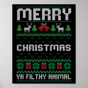 Poster Feliz Natal Animal Sujo Ya Ugly Família Xmas