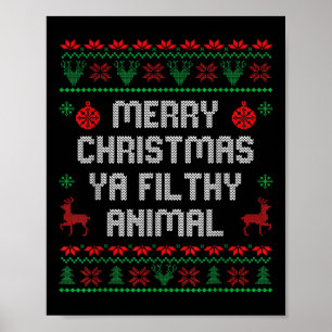 Poster Feliz Natal Animal Sujo Ya Xmas Family Pajam