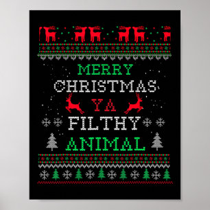 Poster Feliz Natal Animal Sujo Ya Xmas Pajama Famil