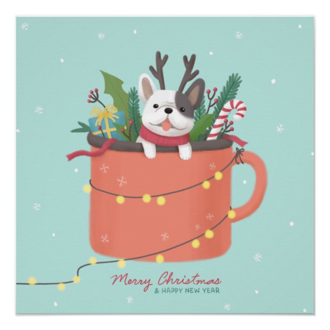 Pôster Feliz Natal: Arte Ilustradora de Cão (Frente)