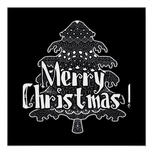 Pôster Feliz Natal, árvore de Natal Clássico (Frente)