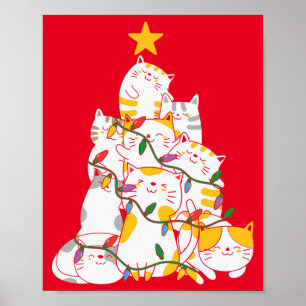Poster Feliz Natal Árvore Feliz Feliz Natal Gatos