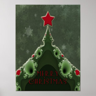 Poster Feliz Natal - Árvore Fractal e Estrela