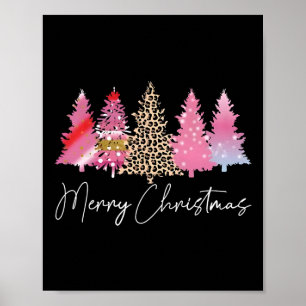 Poster Feliz Natal Árvore Rosa Rosa Natal Brilhante Ho