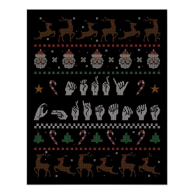 Pôster Feliz Natal - ASL American Sign Language II (Frente)