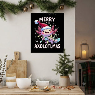 Poster Feliz Natal Axolotl Luzes Axolotlmas Árvore