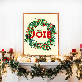 Poster Feliz Natal Berry Wreath Joy French