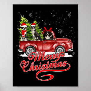 Poster Feliz Natal Borda Collie Dogs Reindeer Papais noei