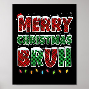 Poster Feliz Natal Bruh Red Green Xadrez Xmas Luzes F