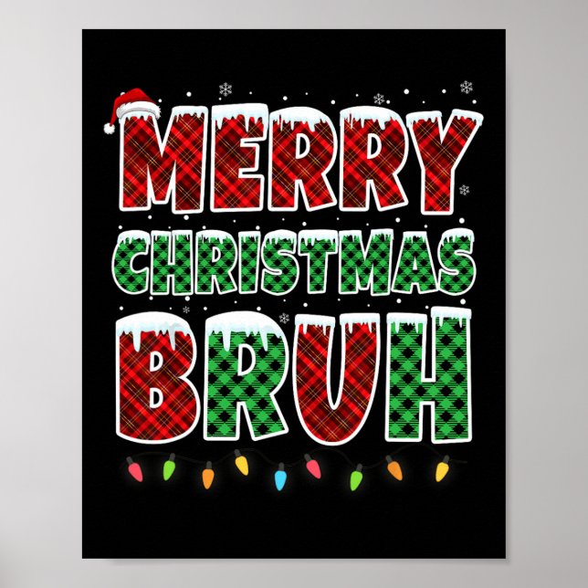 Poster Feliz Natal Bruh Red Green Xadrez Xmas Luzes F (Frente)