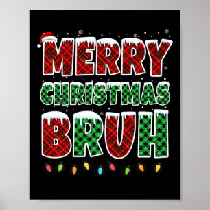 Poster Feliz Natal Bruh Red Green Xadrez Xmas Luzes F
