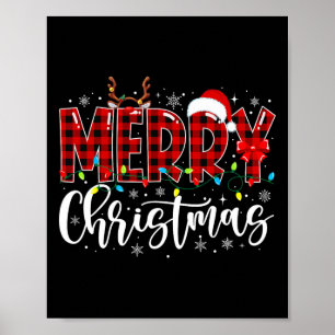 Poster Feliz Natal Buffalo Xadrez Red Papai noel Matat