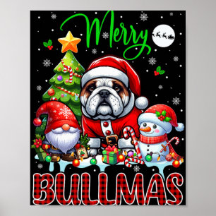 Poster Feliz Natal Bulldog Papais noeis Bonitos Bulldog G
