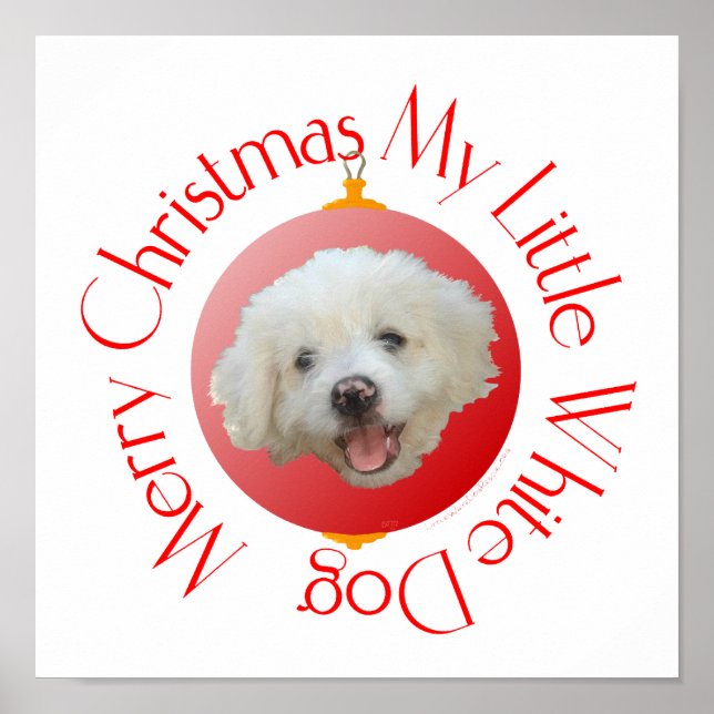 Pôster Feliz Natal Cachorrinho Branco (Frente)