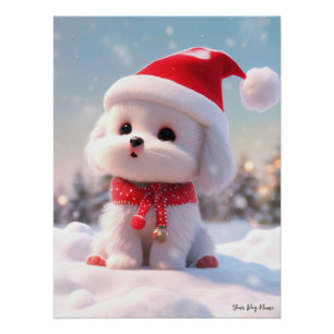 Pôster Feliz Natal, Cachorro Maltês Cachorro 01 - Feliz C