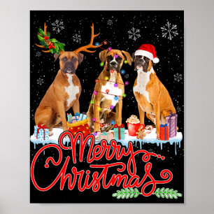 Poster Feliz Natal Cachorro Papais noeis Reindeer Light X
