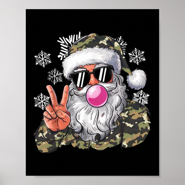 Poster Feliz Natal Camouflage Papais noeis Camo Olá Hunti (Frente)