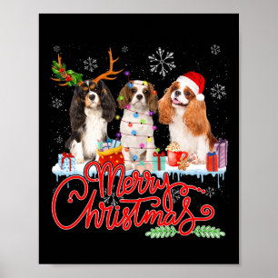 Poster Feliz Natal Cavalier King Papais noeis Reindeer Li